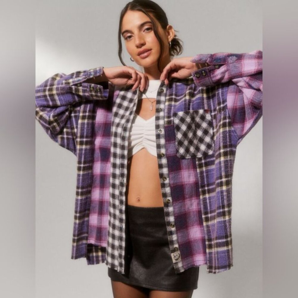 BDG Flannel Robbie Spliced Multi Purple
